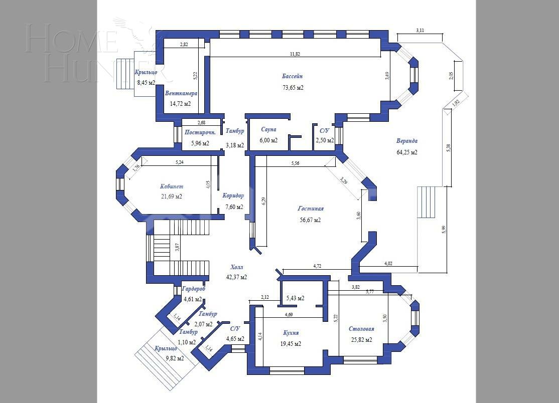 2-этажный коттедж 650 м² с отделкой