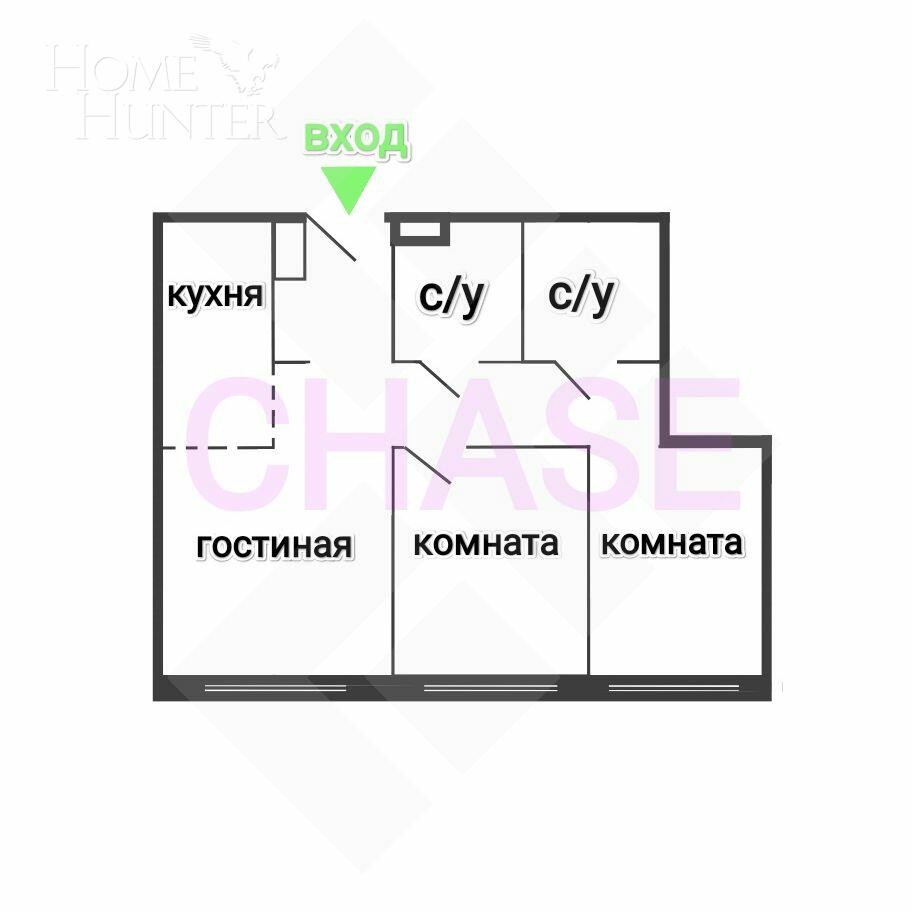 3-КОМН. КВАРТИРА БЕЗ ОТДЕЛКИ 67 М² НА 6 ЭТАЖЕ