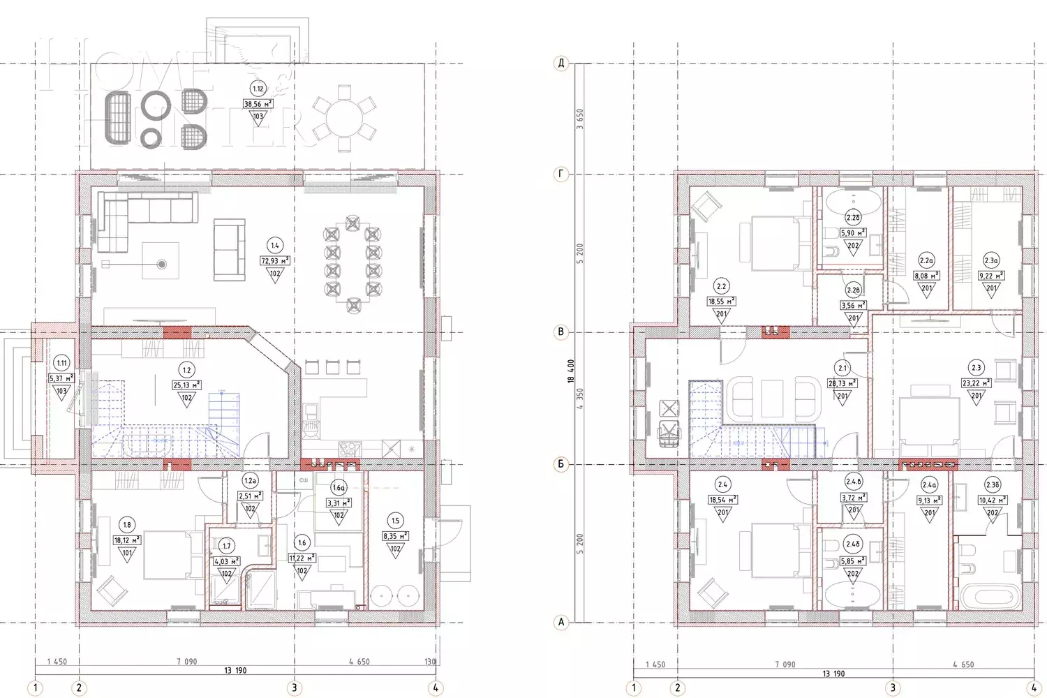 2-этажный коттедж 457 м² без отделки