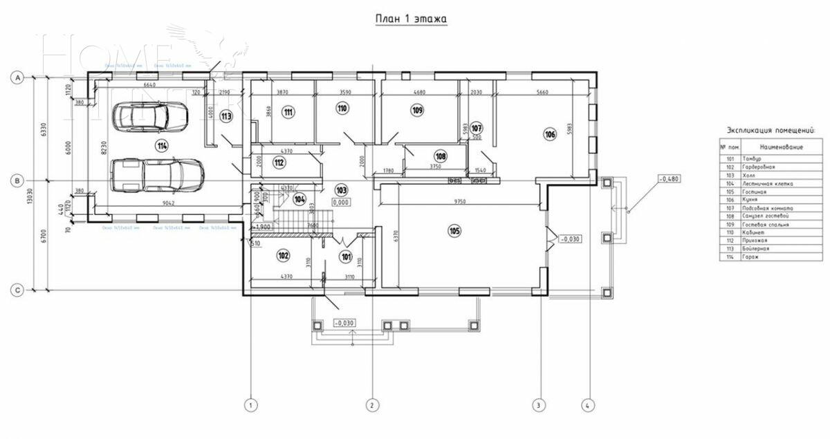 2-этажный коттедж 625 м² без отделки