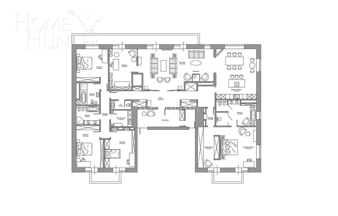 6-КОМН. КВАРТИРА БЕЗ ОТДЕЛКИ 306.3 М² НА 8 ЭТАЖЕ