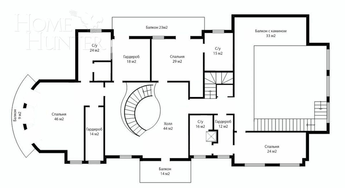 2-этажный коттедж 1 289 м² без отделки