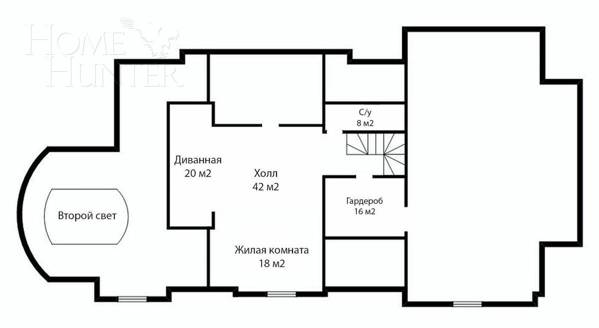 2-этажный коттедж 1 289 м² без отделки