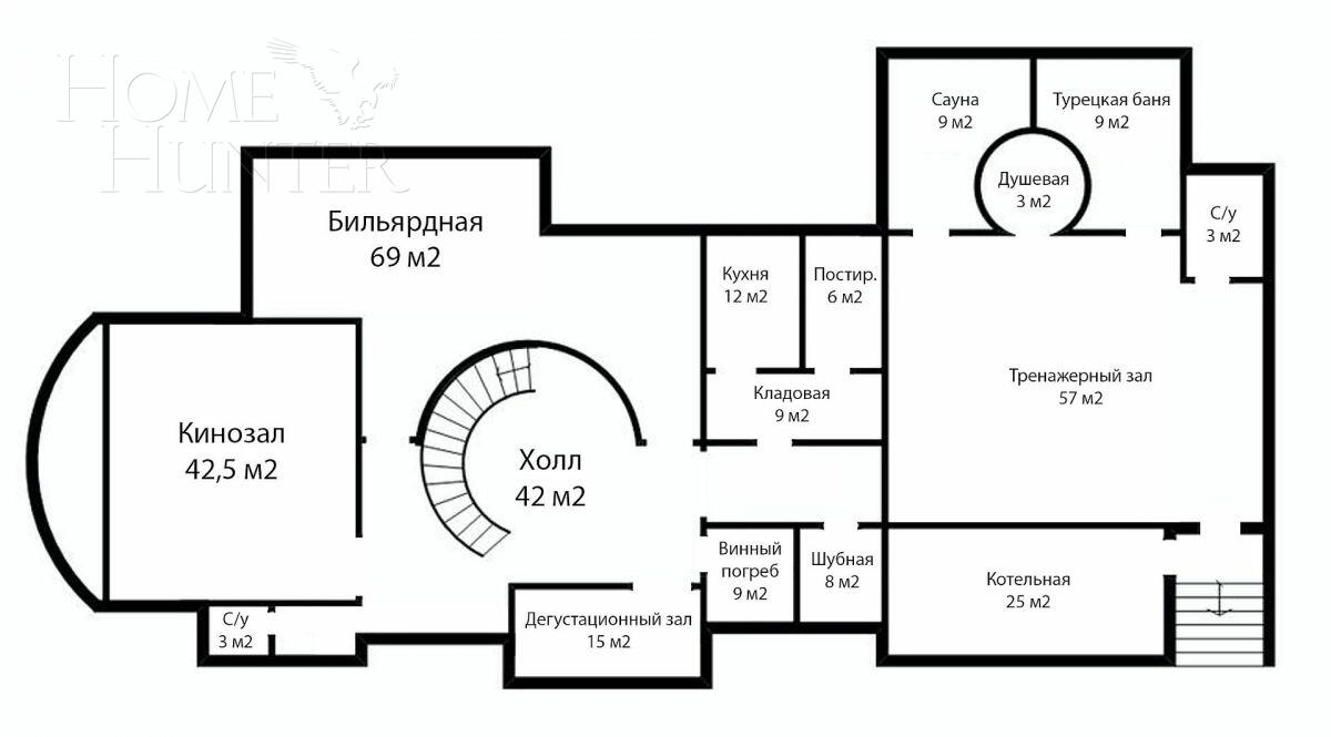 2-этажный коттедж 1 289 м² без отделки