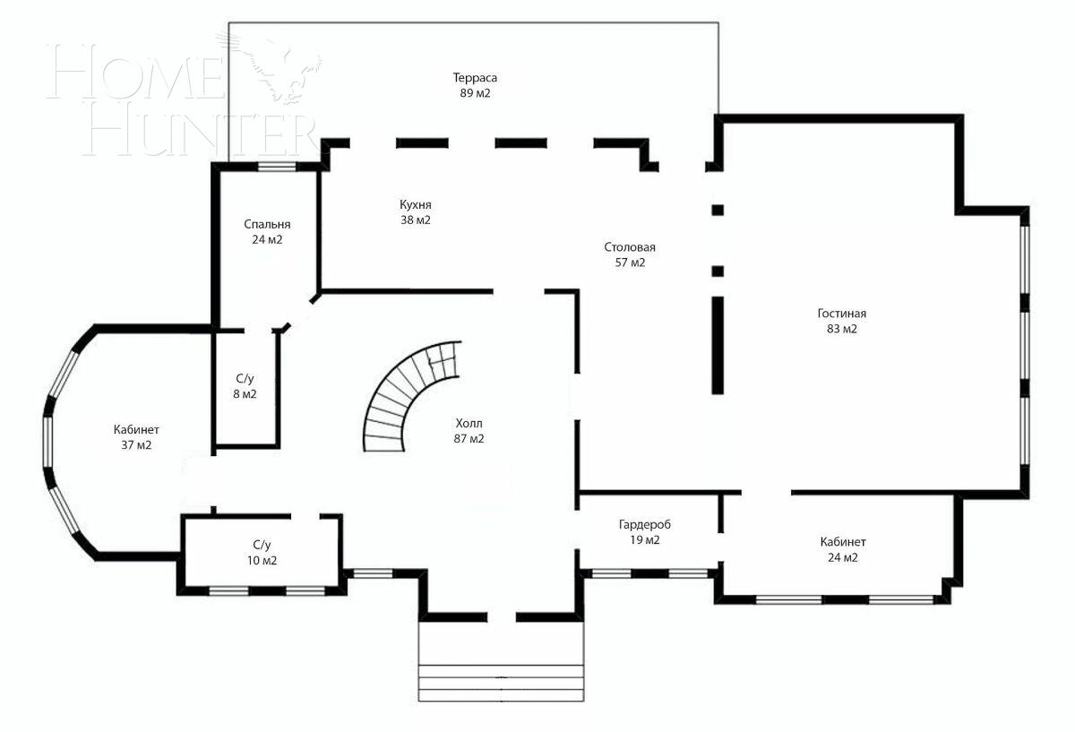 2-этажный коттедж 1 289 м² без отделки