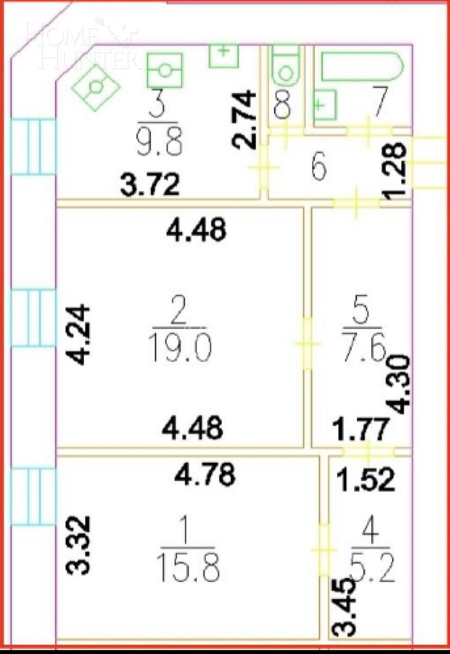 2-КОМН. КВАРТИРА БЕЗ ОТДЕЛКИ 64 М² НА 2 ЭТАЖЕ