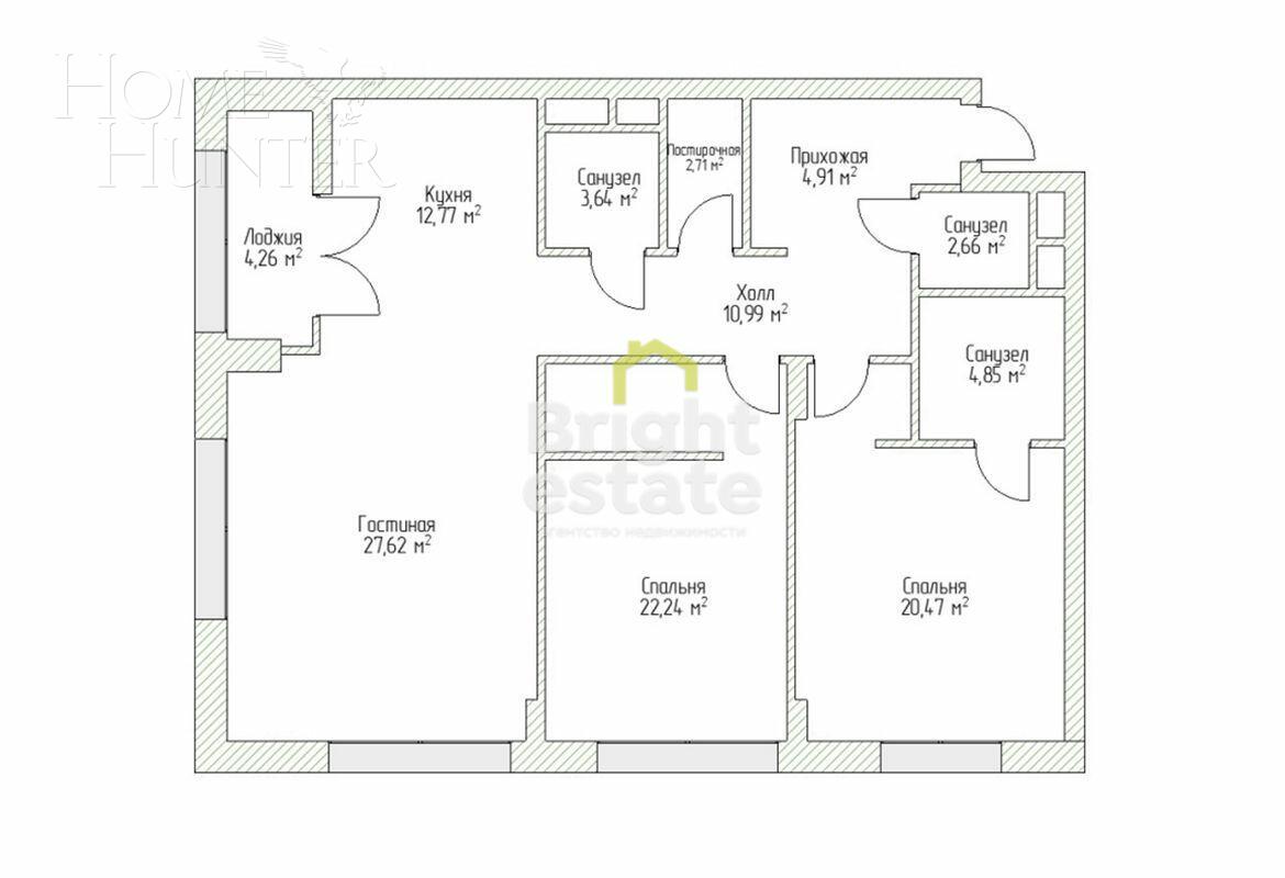 3-КОМН. КВАРТИРА БЕЗ ОТДЕЛКИ 113 М² НА 6 ЭТАЖЕ