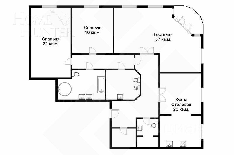 3-КОМН. КВАРТИРА С ОТДЕЛКОЙ 153 М² НА 4 ЭТАЖЕ