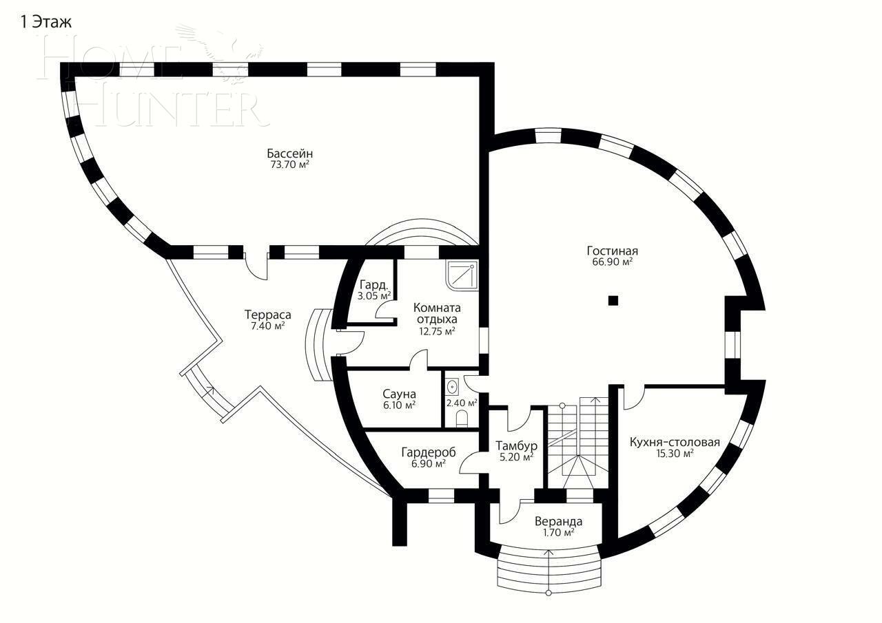 3-этажный коттедж 560 м² с отделкой