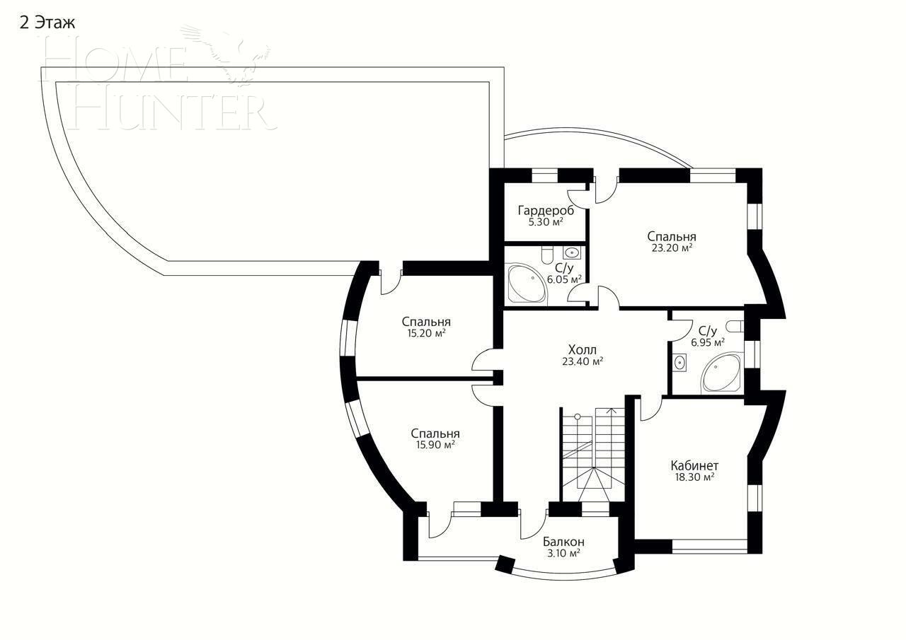 3-этажный коттедж 560 м² с отделкой