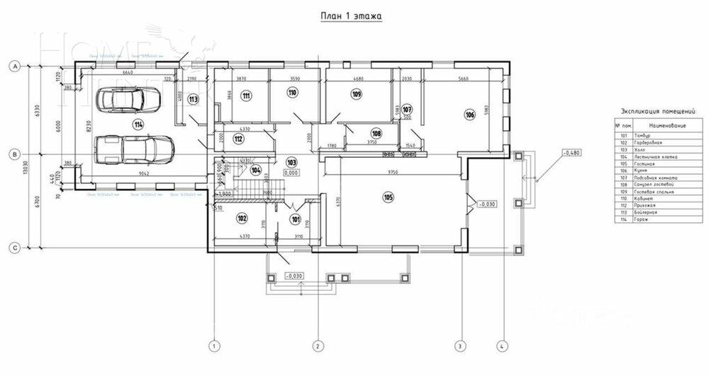 2-этажный коттедж 625 м² без отделки