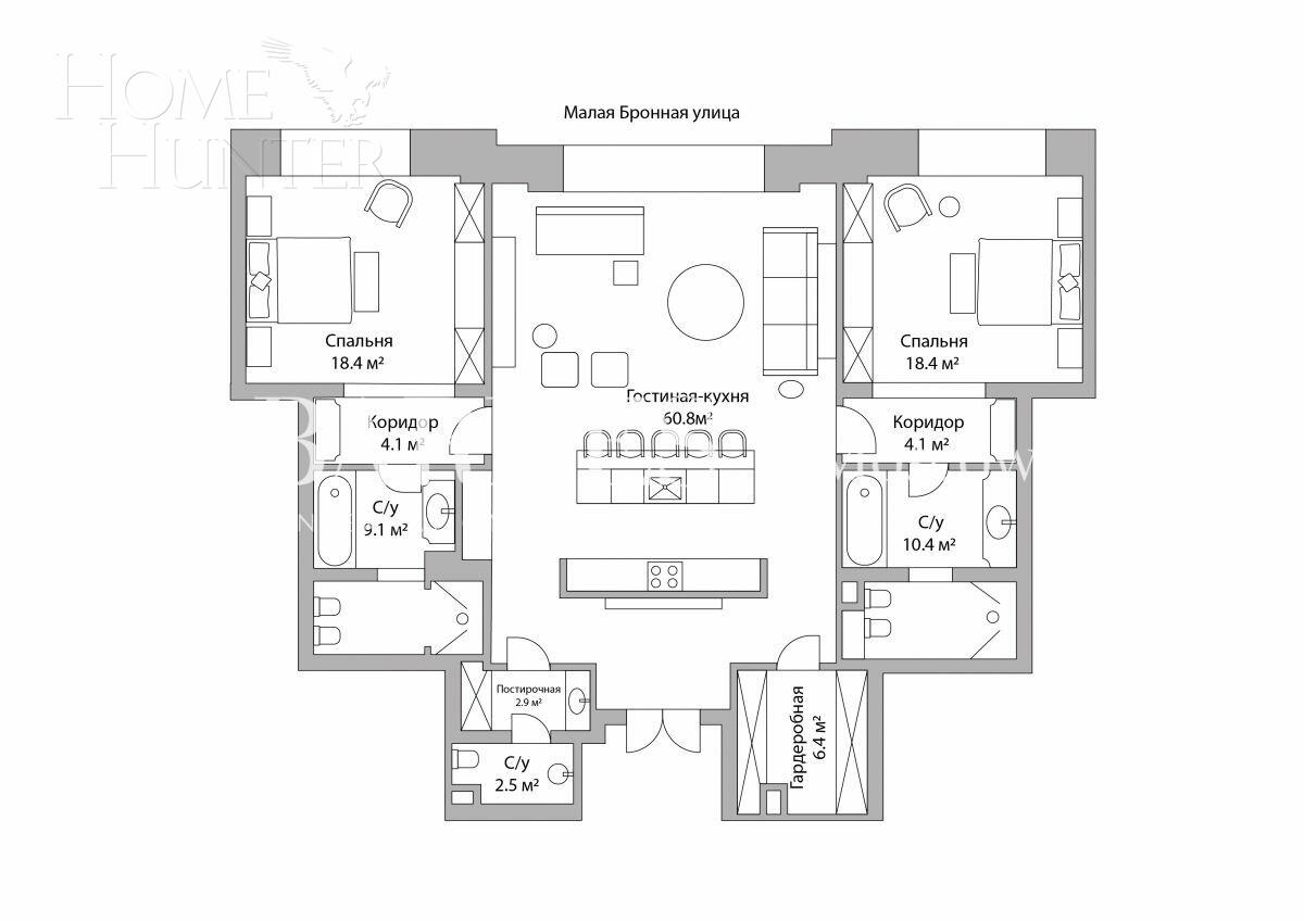 3-КОМН. КВАРТИРА С ОТДЕЛКОЙ 137 М² НА 2 ЭТАЖЕ