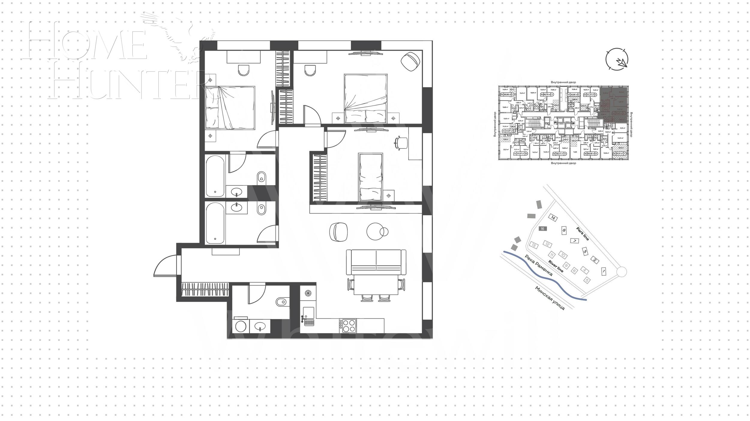 4-КОМН. КВАРТИРА С ОТДЕЛКОЙ 91.43 М² НА 7 ЭТАЖЕ