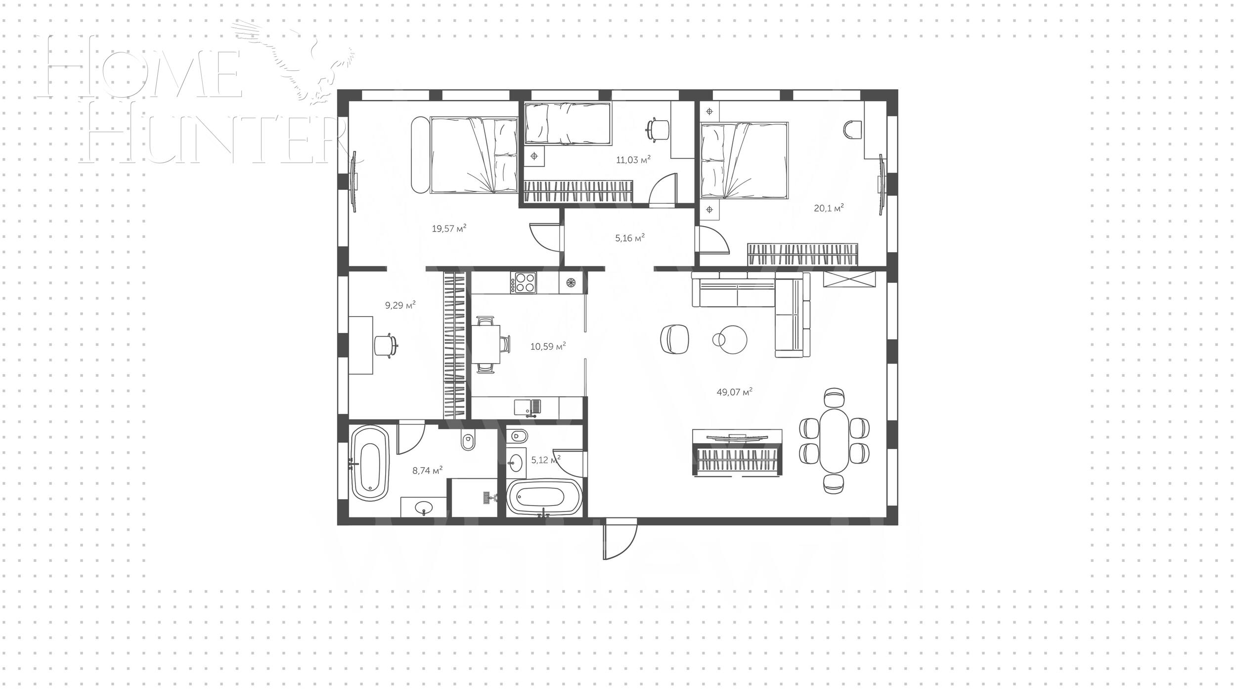 5-КОМН. КВАРТИРА С ОТДЕЛКОЙ 133 М² НА 5 ЭТАЖЕ