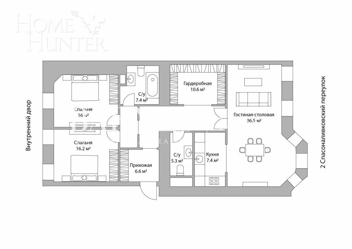 3-КОМН. КВАРТИРА БЕЗ ОТДЕЛКИ 121.1 М² НА 5 ЭТАЖЕ