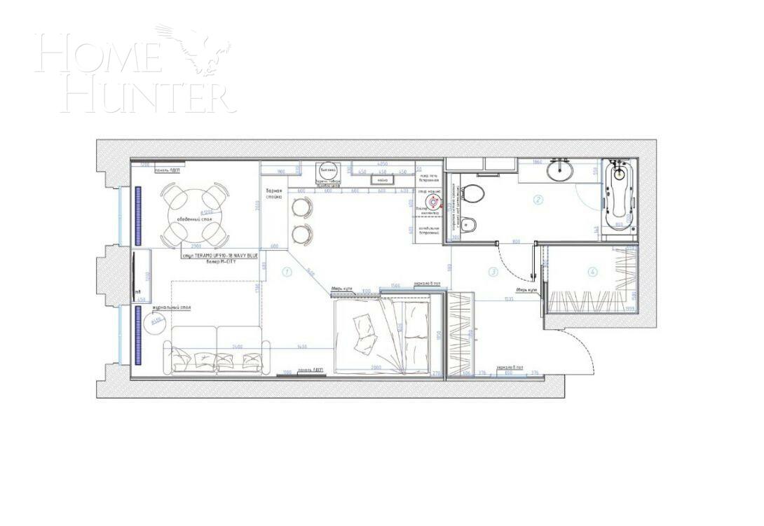 1-КОМН. КВАРТИРА С ОТДЕЛКОЙ 53 М² НА 7 ЭТАЖЕ