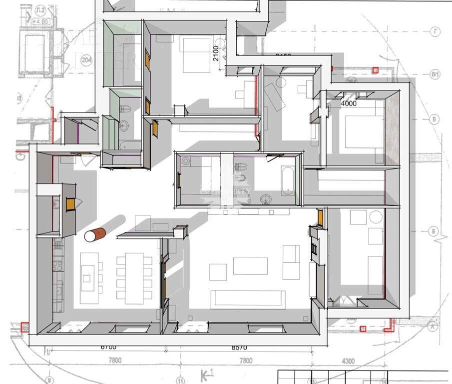 4-КОМН. КВАРТИРА С ОТДЕЛКОЙ 261 М² НА 5 ЭТАЖЕ