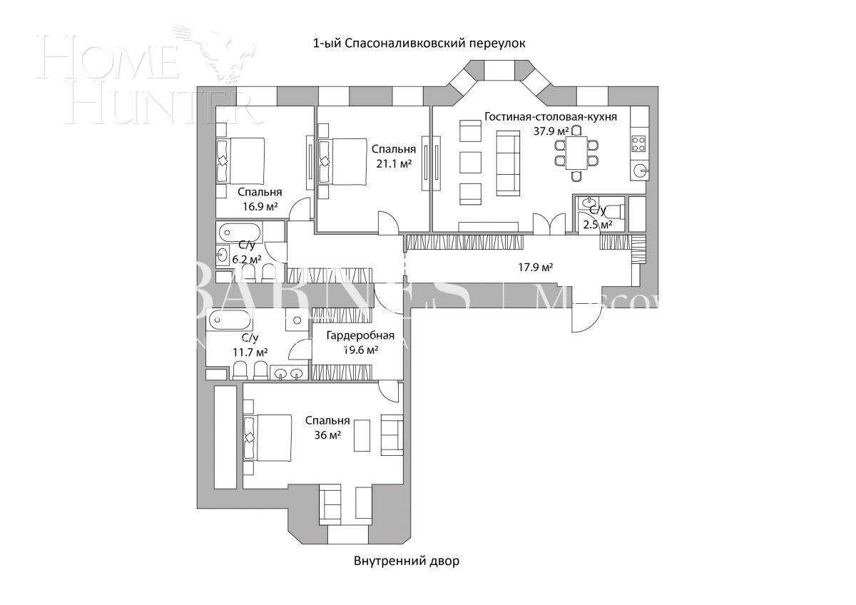 4-КОМН. КВАРТИРА БЕЗ ОТДЕЛКИ 169.8 М² НА 6 ЭТАЖЕ