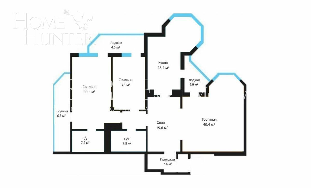 2-КОМН. КВАРТИРА БЕЗ ОТДЕЛКИ 105.8 М² НА 1 ЭТАЖЕ