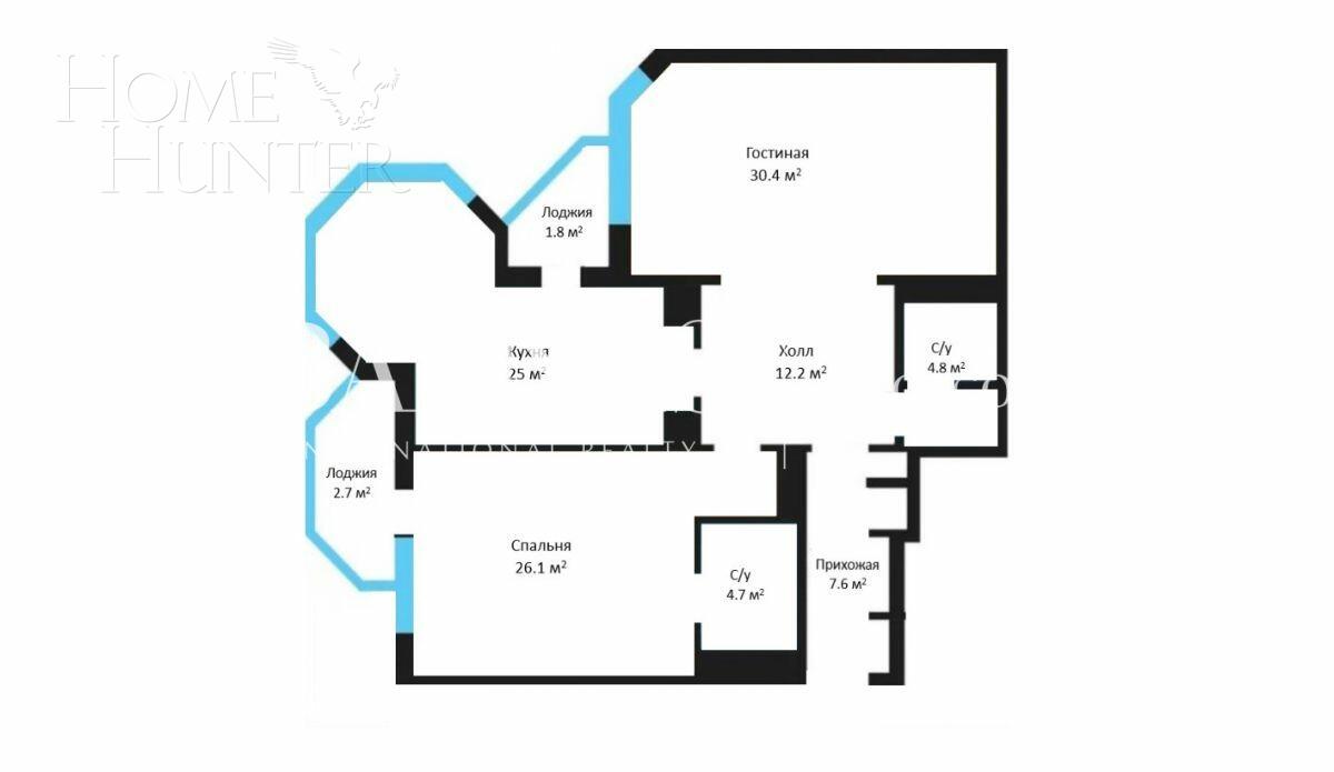 2-КОМН. КВАРТИРА БЕЗ ОТДЕЛКИ 105.5 М² НА 1 ЭТАЖЕ