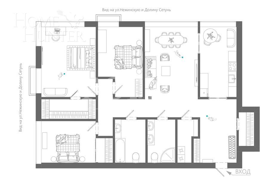 4-КОМН. КВАРТИРА С ОТДЕЛКОЙ 170 М² НА 25 ЭТАЖЕ