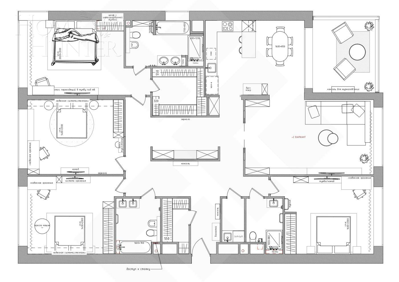 5-КОМН. КВАРТИРА БЕЗ ОТДЕЛКИ 213 М² НА 5 ЭТАЖЕ