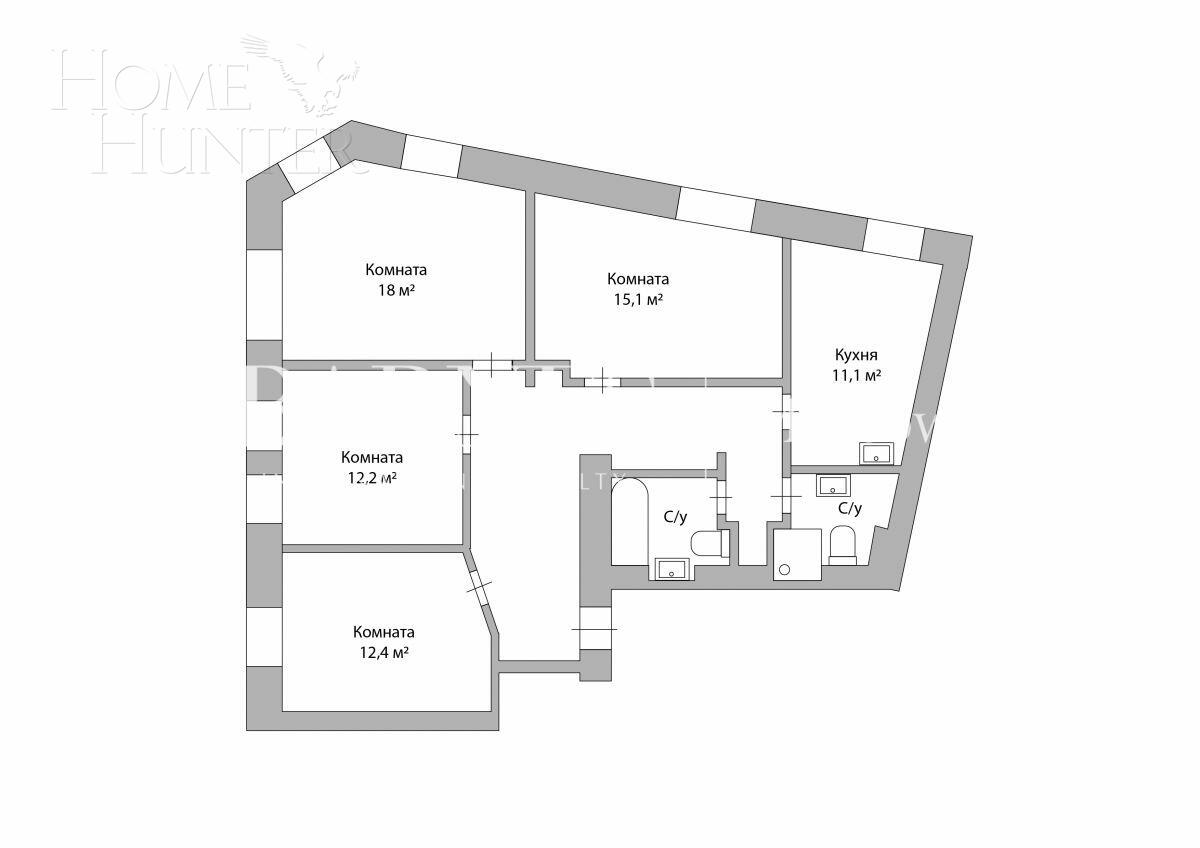 4-КОМН. КВАРТИРА С ОТДЕЛКОЙ 97 М² НА 4 ЭТАЖЕ
