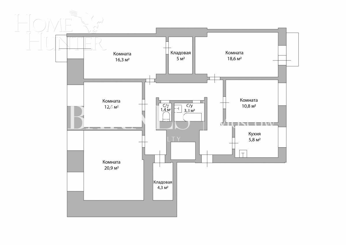 5-КОМН. КВАРТИРА С ОТДЕЛКОЙ 125 М² НА 4 ЭТАЖЕ