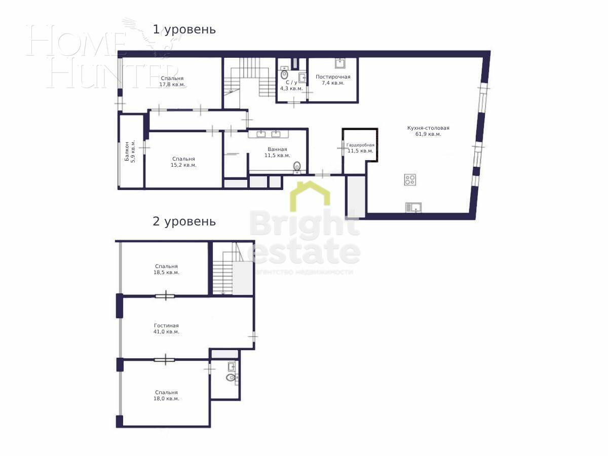 2-УРОВНЕВЫЙ ПЕНТХАУС БЕЗ ОТДЕЛКИ 243 М² НА 11 ЭТАЖЕ