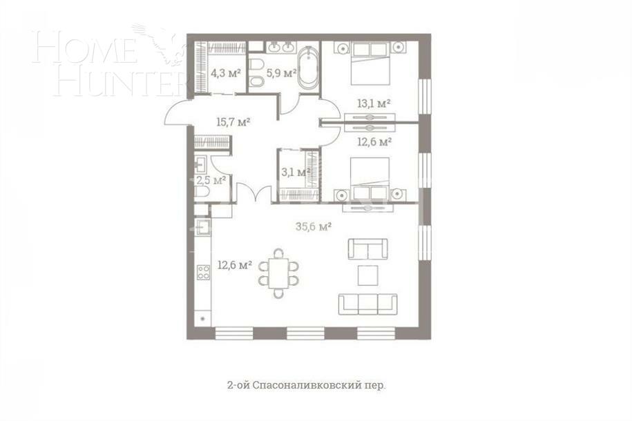 3-КОМН. КВАРТИРА БЕЗ ОТДЕЛКИ 105.4 М² НА 6 ЭТАЖЕ