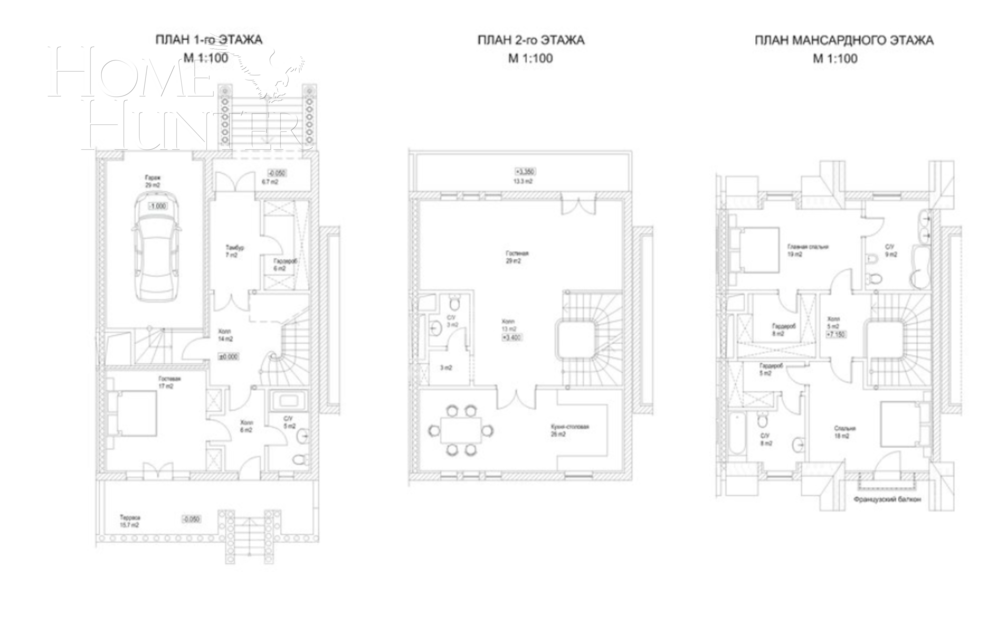 2-этажный таунхаус 262 м² без отделки