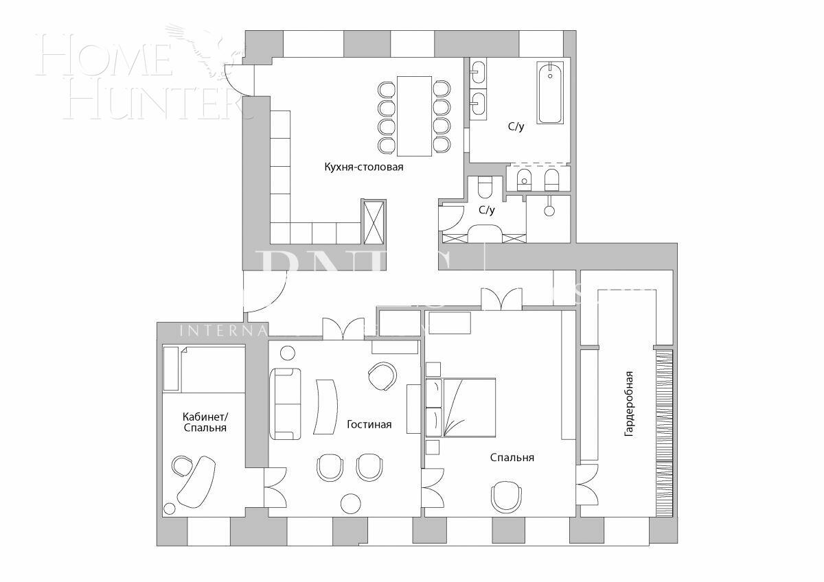 3-КОМН. КВАРТИРА С ОТДЕЛКОЙ 140 М² НА 2 ЭТАЖЕ