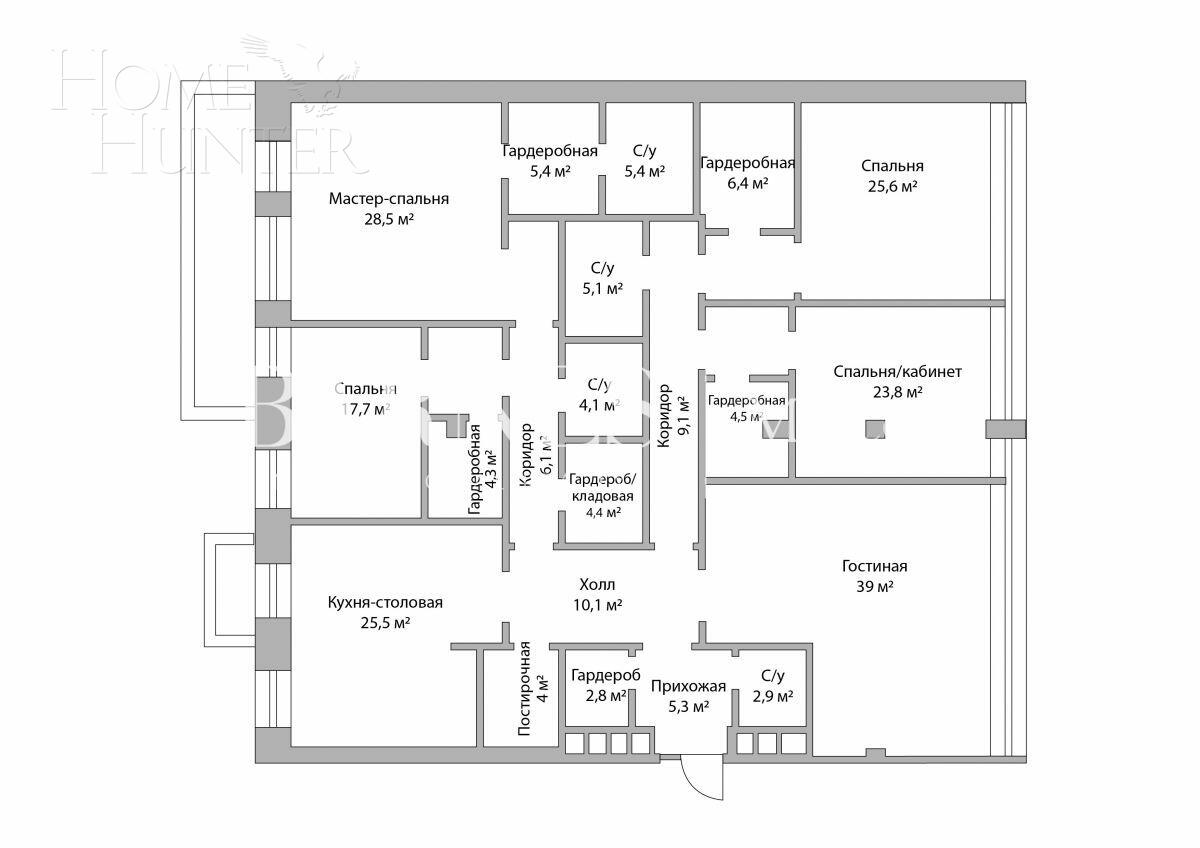 5-КОМН. КВАРТИРА БЕЗ ОТДЕЛКИ 250 М² НА 3 ЭТАЖЕ