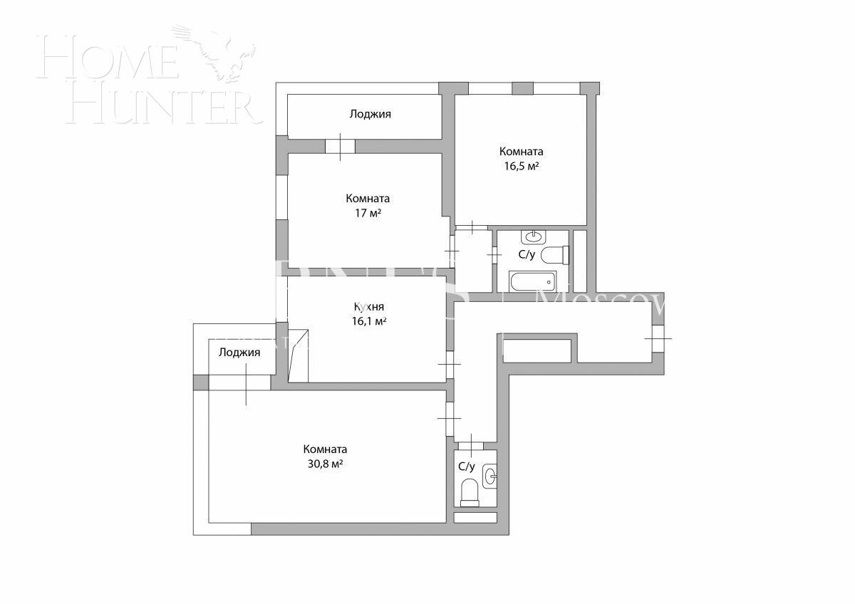 3-КОМН. КВАРТИРА БЕЗ ОТДЕЛКИ 109.8 М² НА 7 ЭТАЖЕ