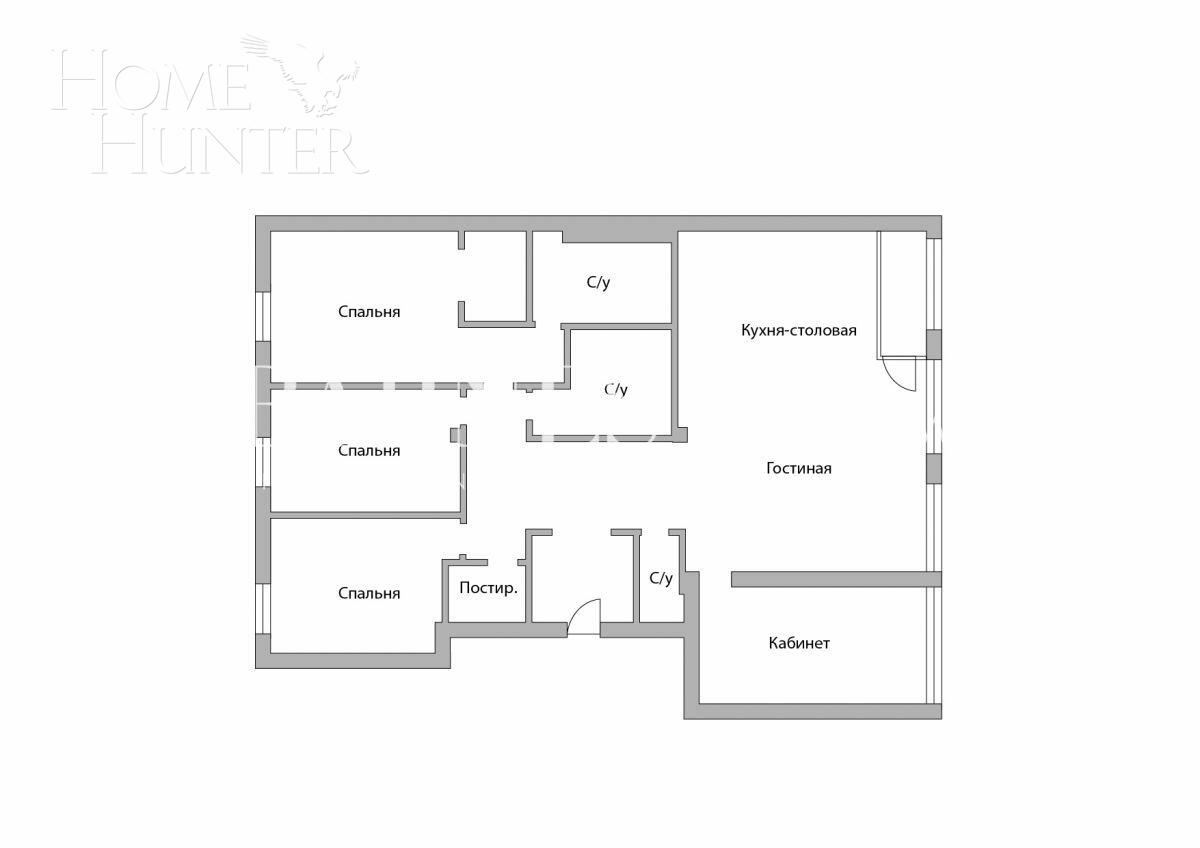 4-КОМН. КВАРТИРА БЕЗ ОТДЕЛКИ 213.4 М² НА 3 ЭТАЖЕ
