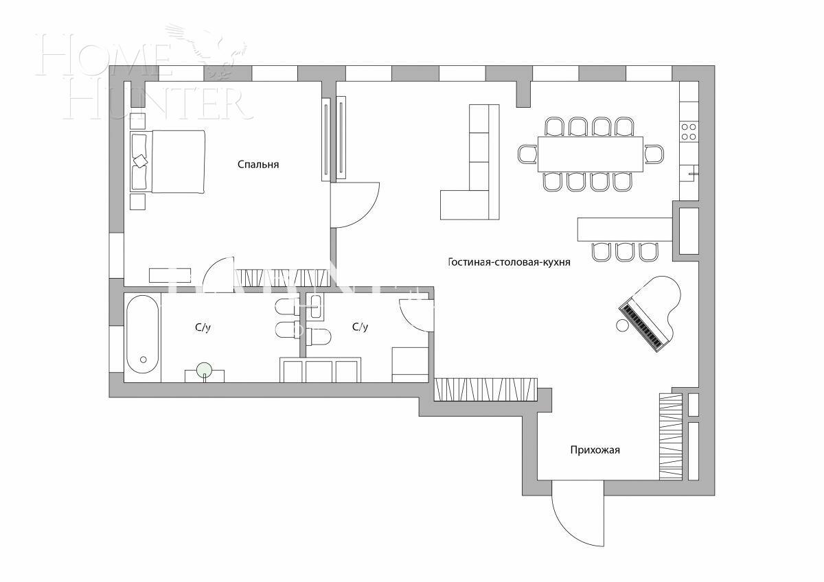 2-КОМН. КВАРТИРА БЕЗ ОТДЕЛКИ 83 М² НА 4 ЭТАЖЕ