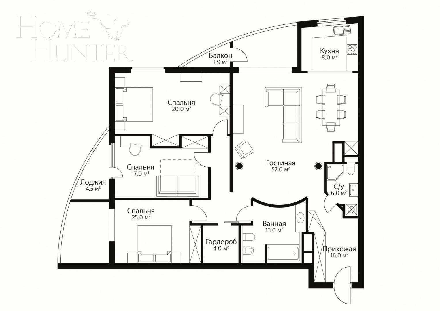 4-КОМН. КВАРТИРА С ОТДЕЛКОЙ 160 М² НА 9 ЭТАЖЕ