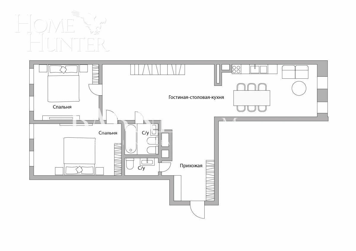 3-КОМН. КВАРТИРА БЕЗ ОТДЕЛКИ 138.3 М² НА 4 ЭТАЖЕ