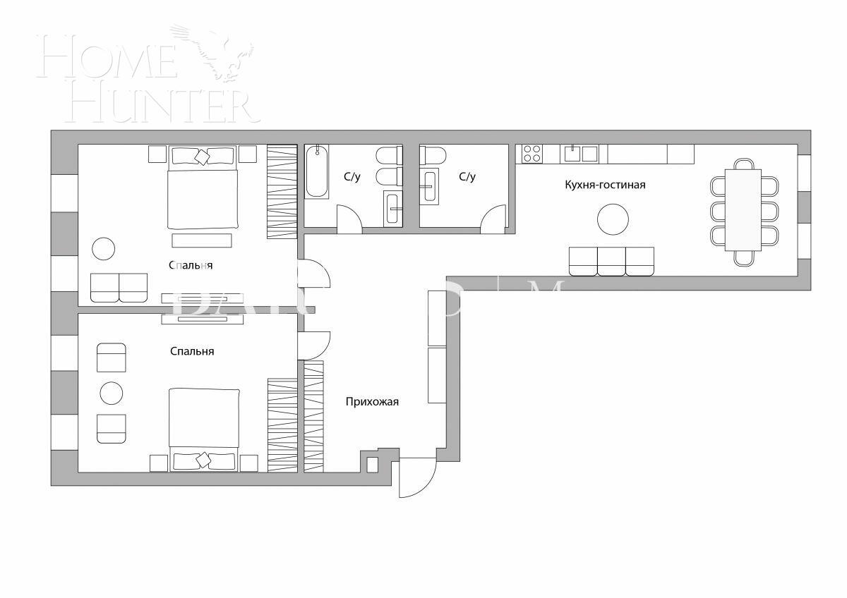 3-КОМН. КВАРТИРА БЕЗ ОТДЕЛКИ 144.8 М² НА 3 ЭТАЖЕ