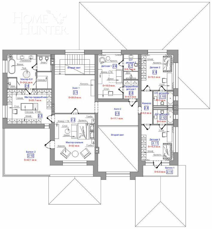2-этажный коттедж 460 м² без отделки