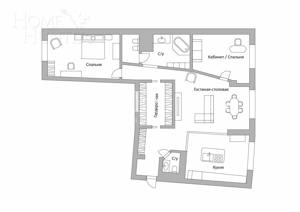 3-КОМН. КВАРТИРА С ОТДЕЛКОЙ 127 М² НА 9 ЭТАЖЕ