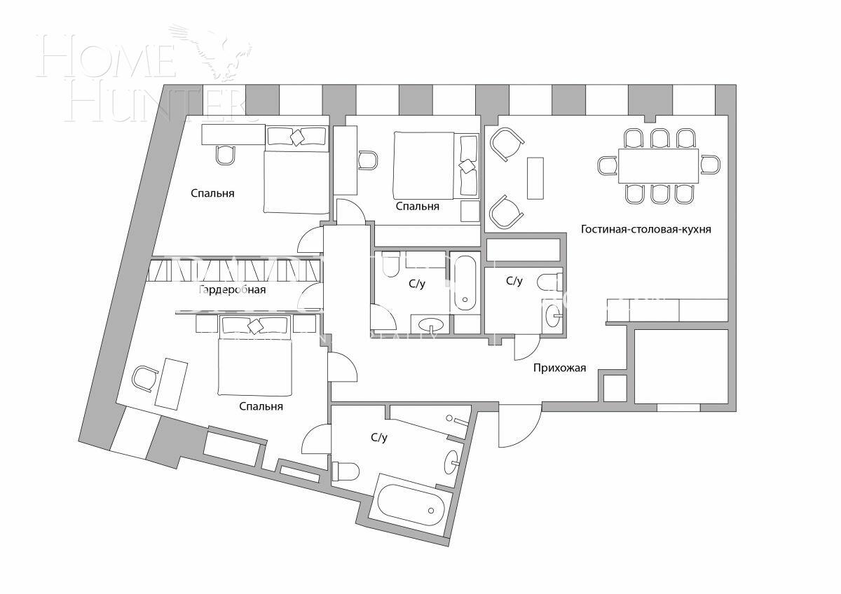 4-КОМН. АПАРТАМЕНТЫ С ОТДЕЛКОЙ 117.9 М² НА 3 ЭТАЖЕ