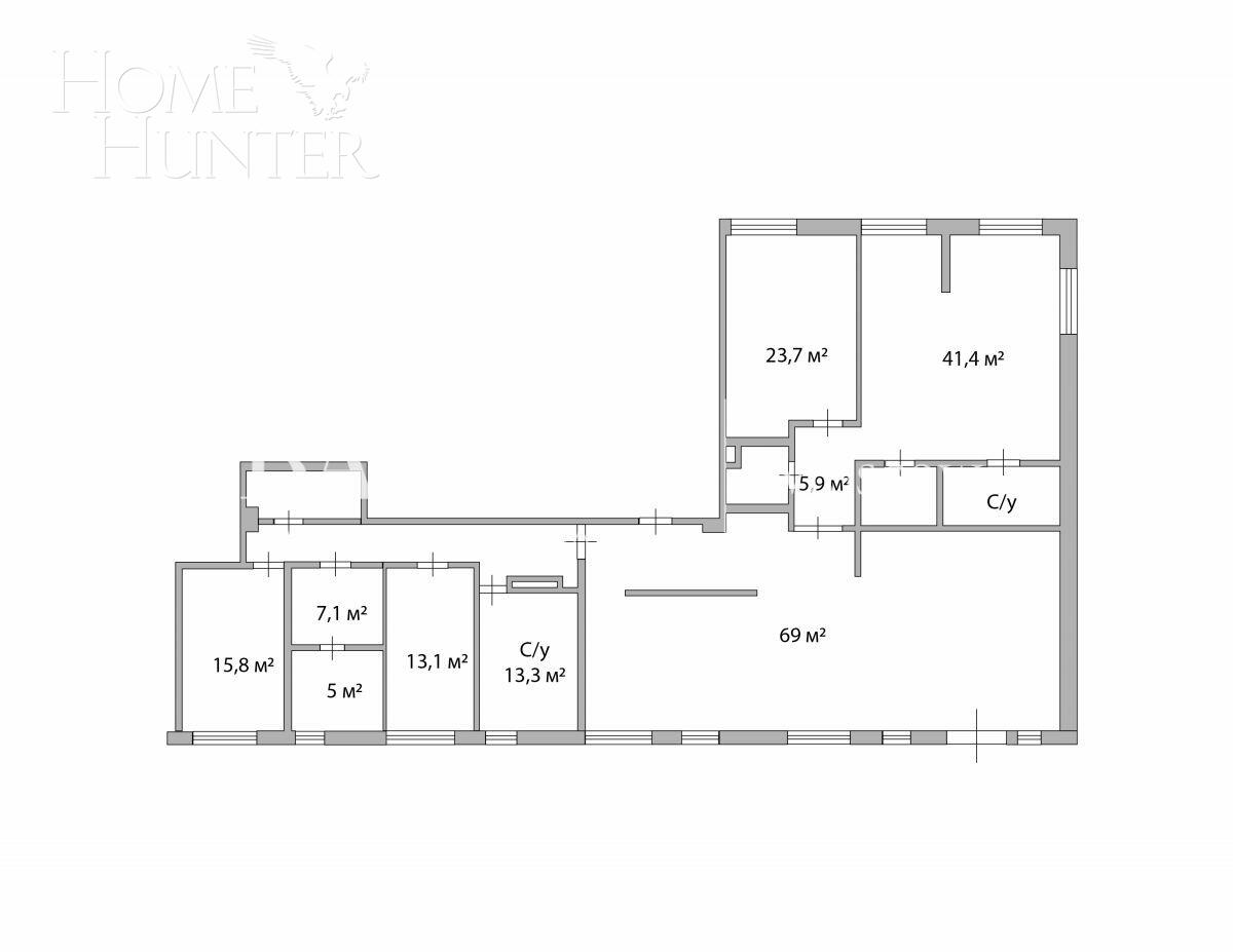 5-КОМН. КВАРТИРА БЕЗ ОТДЕЛКИ 250 М² НА 2 ЭТАЖЕ