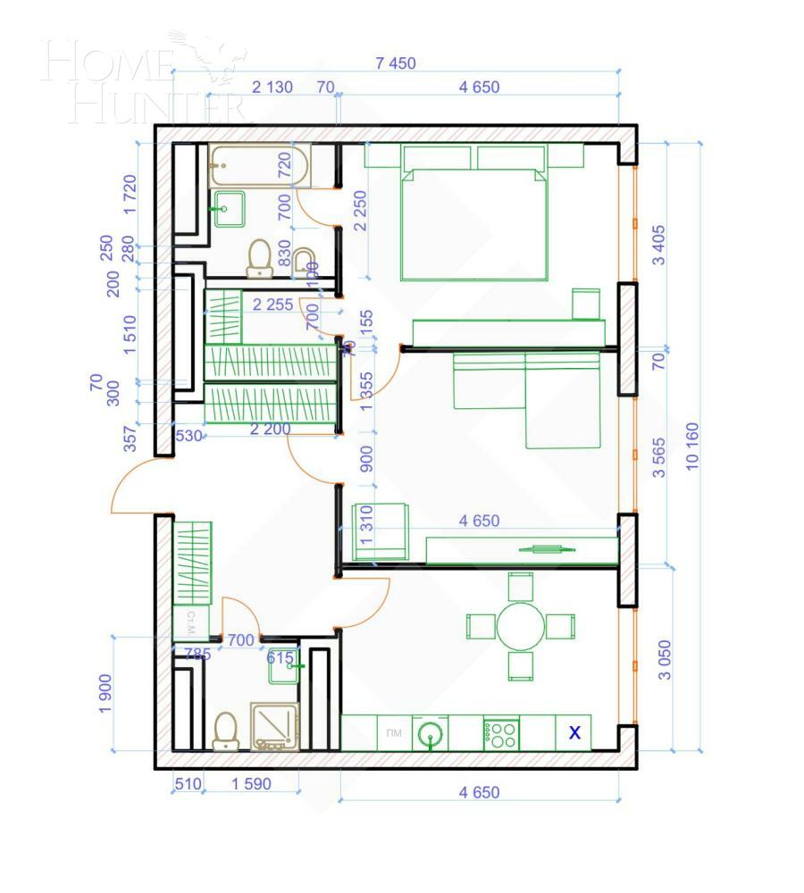 2-КОМН. КВАРТИРА С ОТДЕЛКОЙ 72 М² НА 31 ЭТАЖЕ