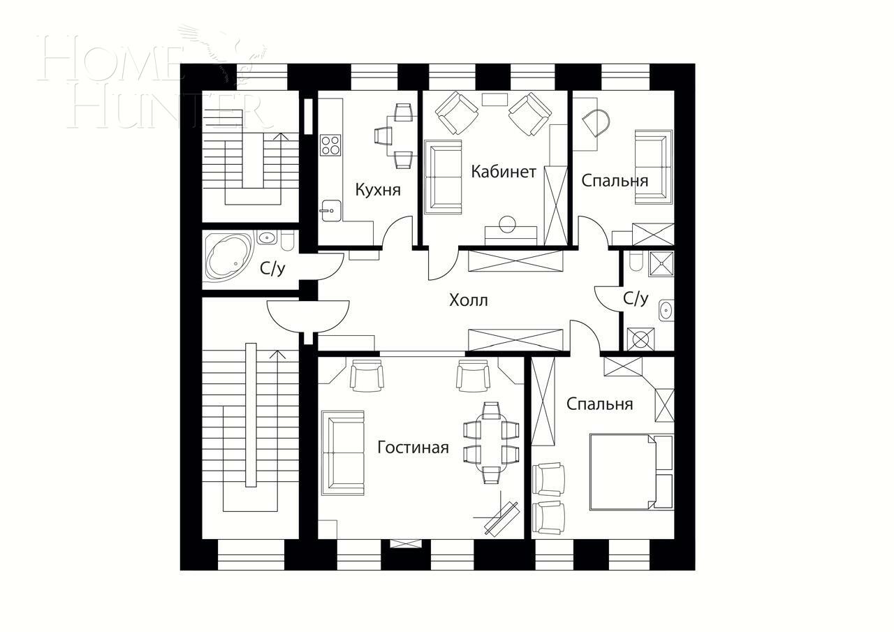 4-КОМН. КВАРТИРА С ОТДЕЛКОЙ 117 М² НА 2 ЭТАЖЕ