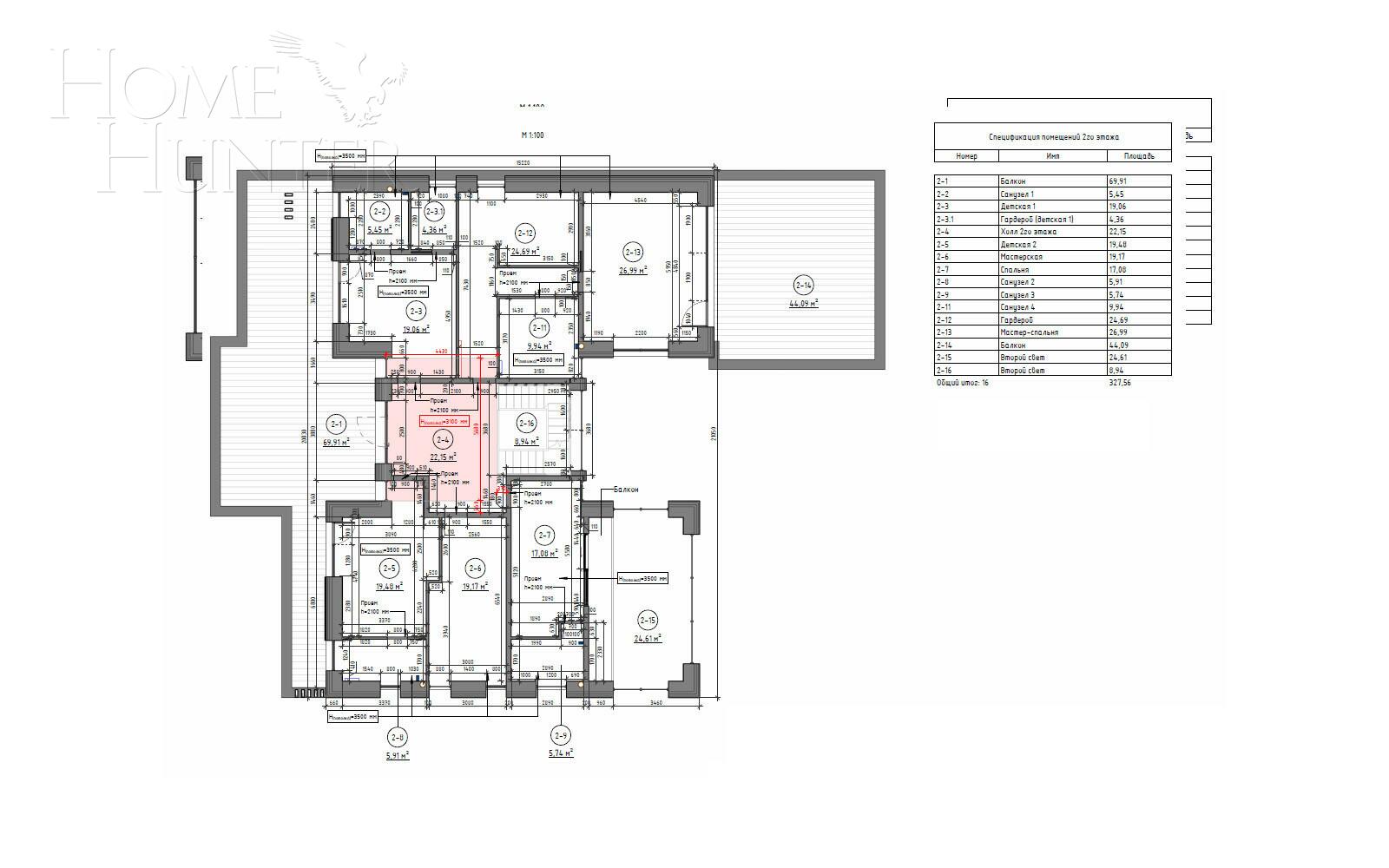 3-этажный коттедж 1 220 м² без отделки