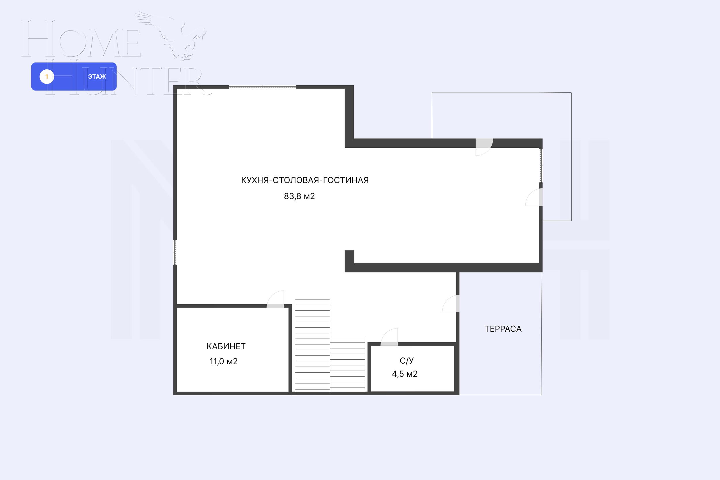 2-этажный коттедж 313 м² без отделки