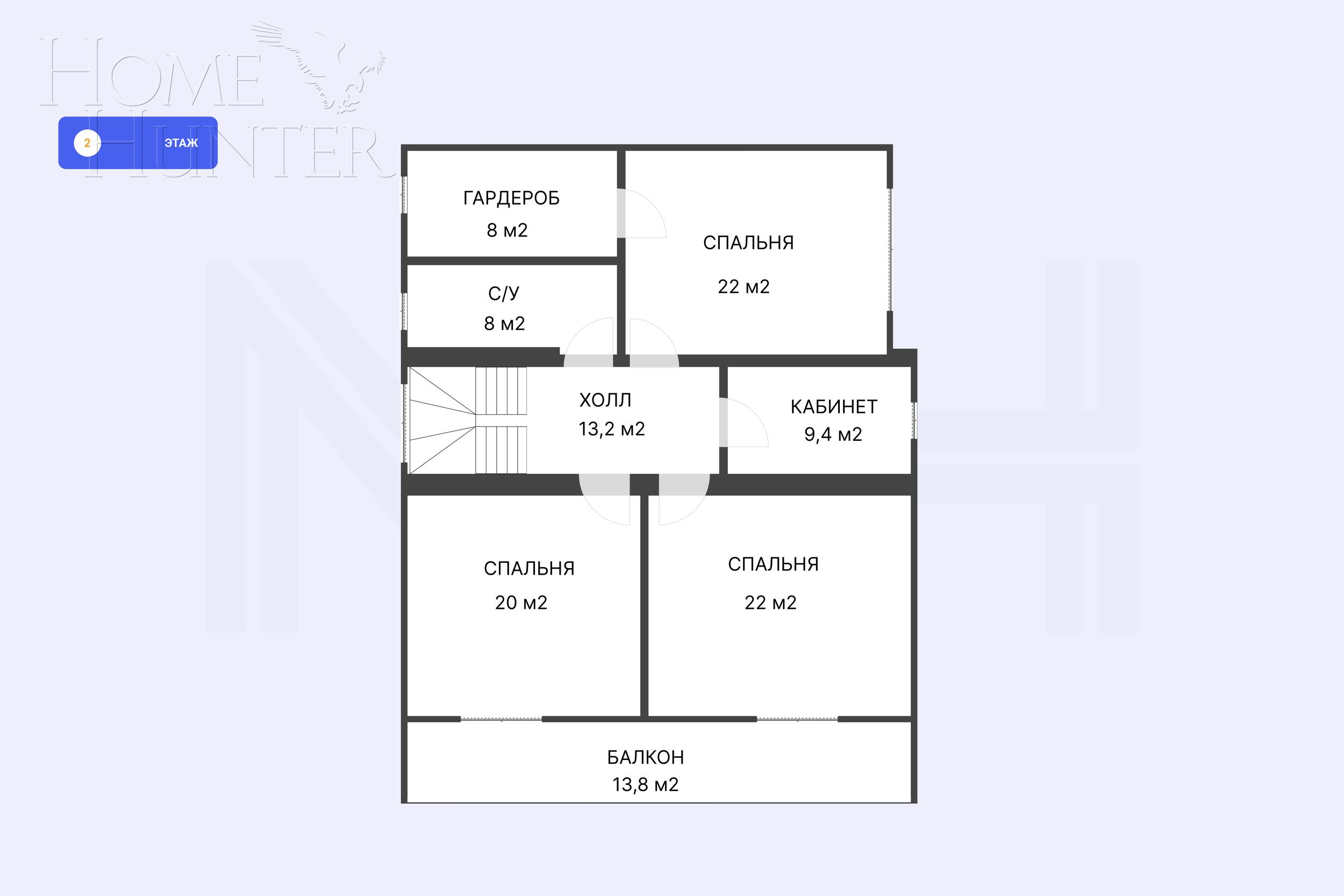 2-этажный коттедж 220 м² без отделки