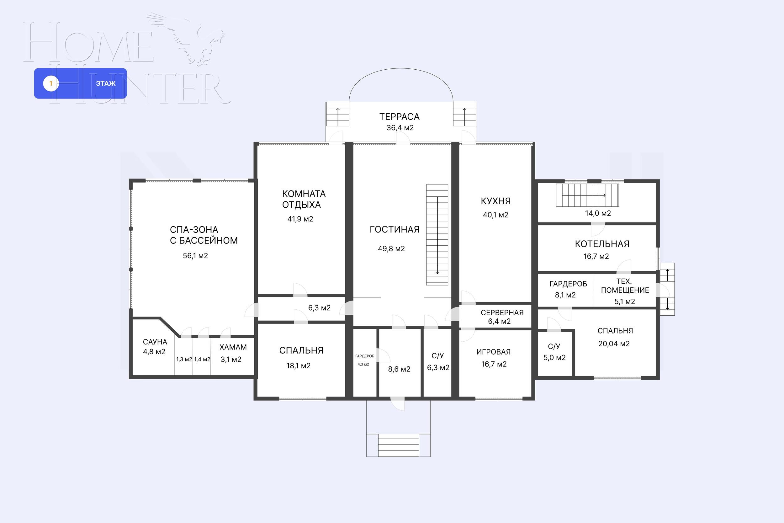 2-этажный коттедж 900 м² с отделкой