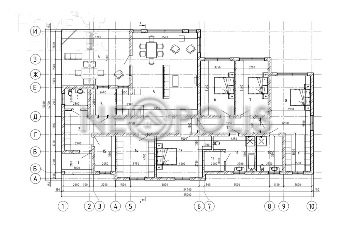 1-этажный коттедж 300 м² с отделкой